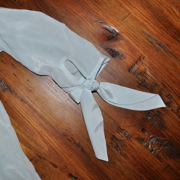 JUICY COUTURE Blue Vapor Silk Tie Sleeve Blouse B1 - Picture 7 of 8